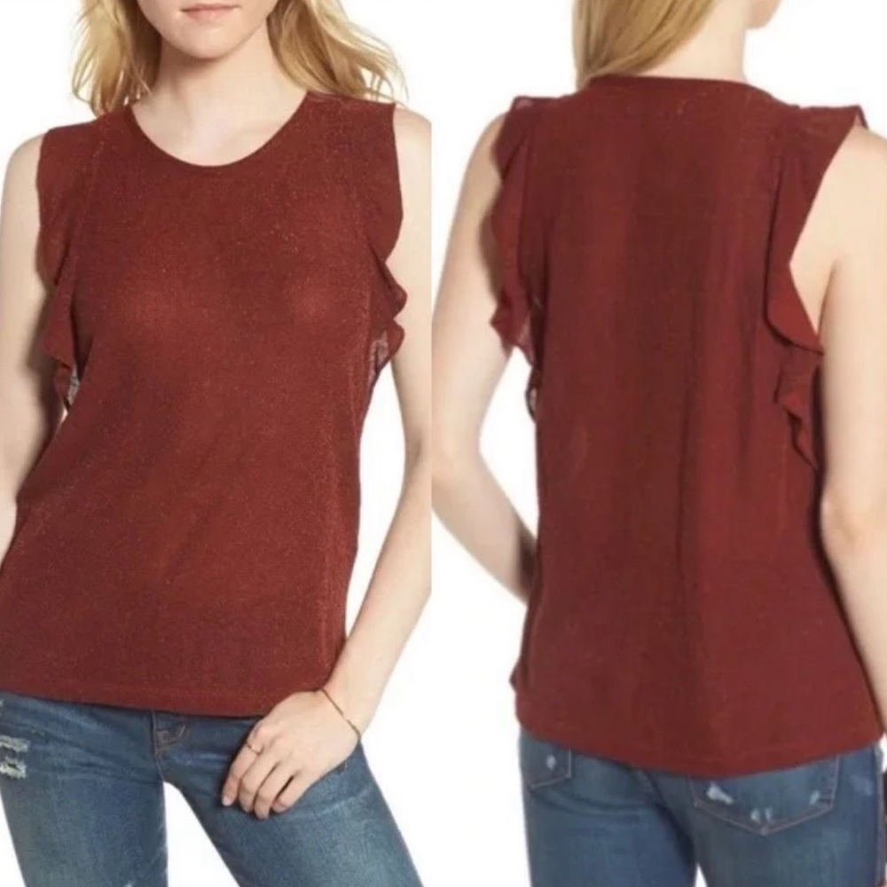 Madewell Rust Sparkle Ruffled Tank